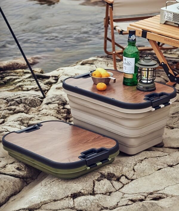 Booklov Multi-Purpose Outdoor Storage Box – Durable Waterproof Tool Organizer with Collapsible Design and Wooden Lid – Perfect for Camping, Picnic, and Outdoor Activities - Image 3