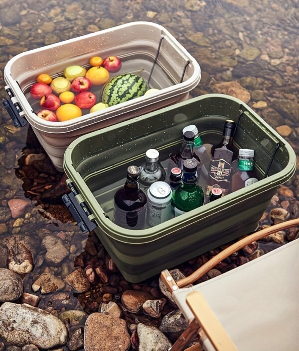 Booklov Multi-Purpose Outdoor Storage Box – Durable Waterproof Tool Organizer with Collapsible Design and Wooden Lid – Perfect for Camping, Picnic, and Outdoor Activities - Image 2