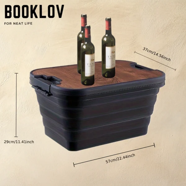 Booklov Multi-Purpose Outdoor Storage Box – Durable Waterproof Tool Organizer with Collapsible Design and Wooden Lid – Perfect for Camping, Picnic, and Outdoor Activities - Image 7