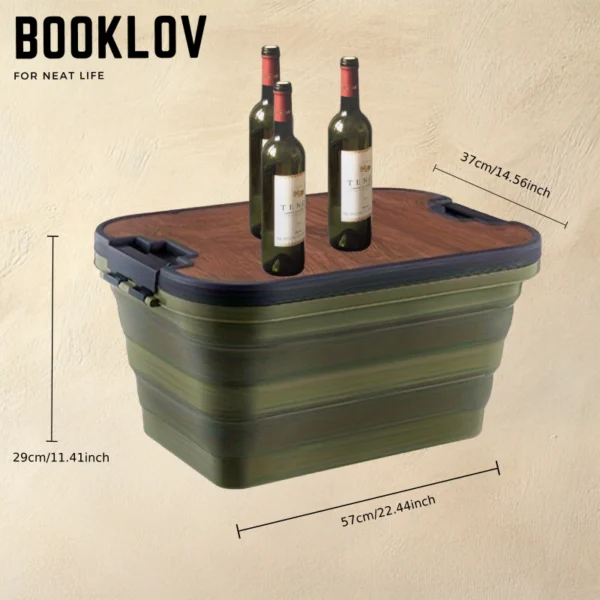 Booklov Multi-Purpose Outdoor Storage Box – Durable Waterproof Tool Organizer with Collapsible Design and Wooden Lid – Perfect for Camping, Picnic, and Outdoor Activities - Image 6