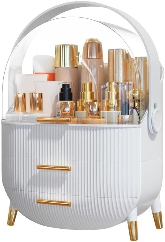 Makeup Organizer Skincare Organizers - Cosmetic Display Cases with Transparent Cover, SkinCare Organizers for Bathroom Countertop, Bedroom Vanity Desk, Lipstick Organizer, White - Image 6
