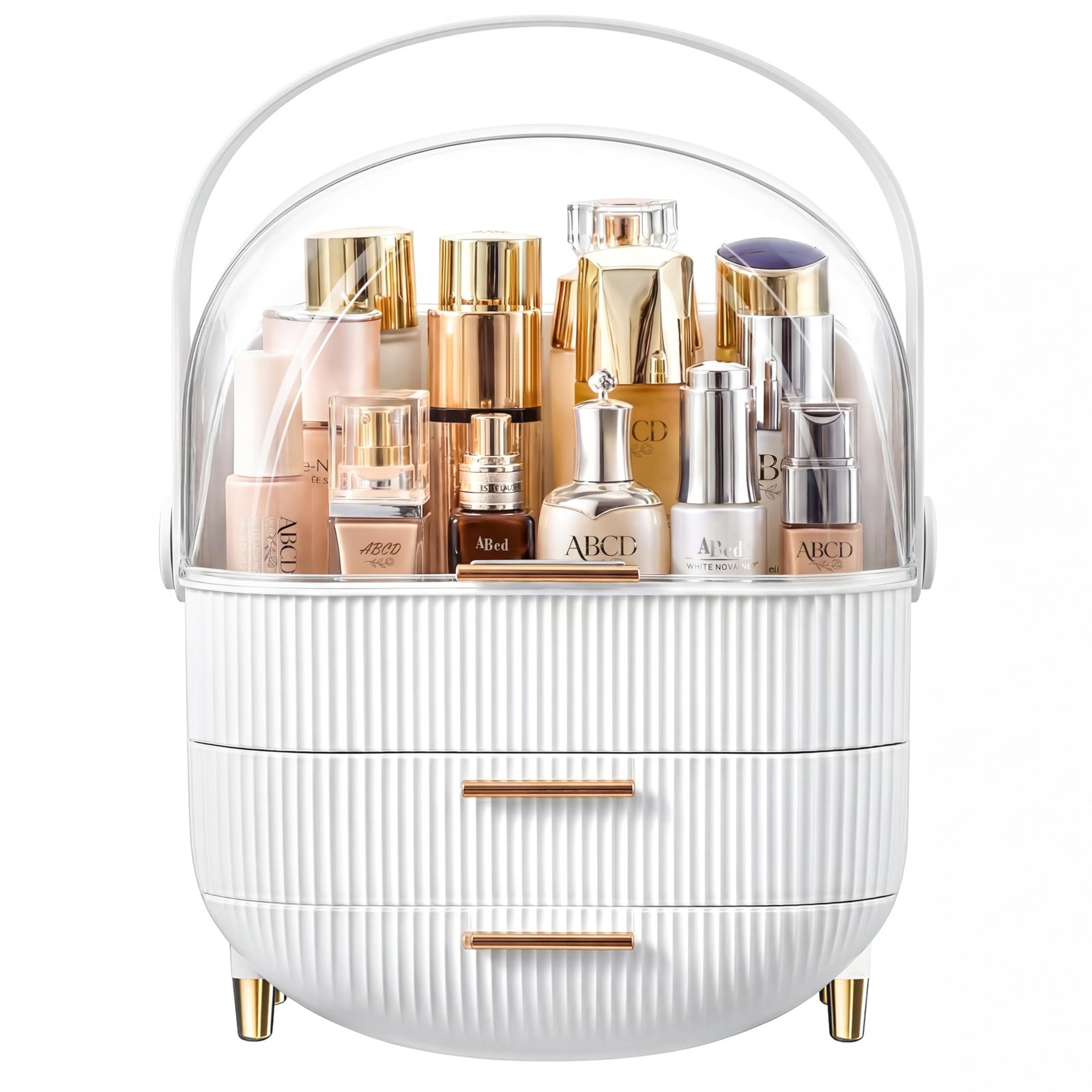 Makeup Organizer Skincare Organizers - Cosmetic Display Cases with Transparent Cover, SkinCare Organizers for Bathroom Countertop, Bedroom Vanity Desk, Lipstick Organizer, White - Image 9